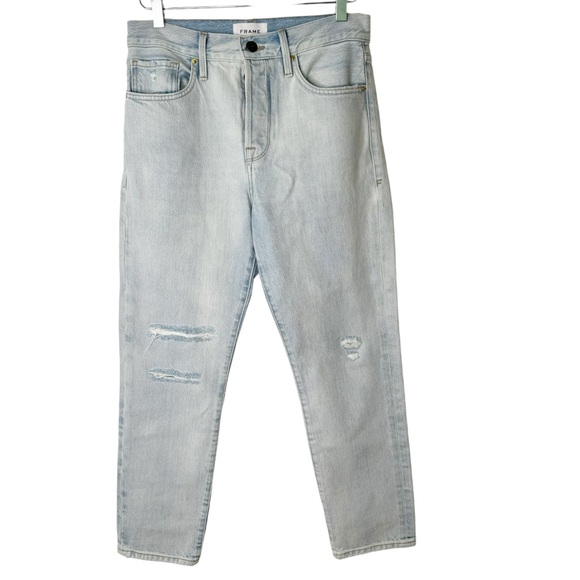 Frame Denim LeOriginal Button Fly Straight Jeans Howard Rips Distressed Size 26 - Picture 3 of 8